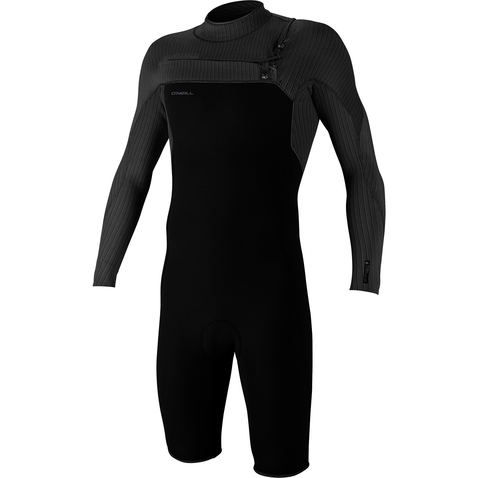 2026 O'Neill Mens Hyperfreak 2mm Long Sleeve Chest Zip Shorty Wetsuit 5496 - Black
